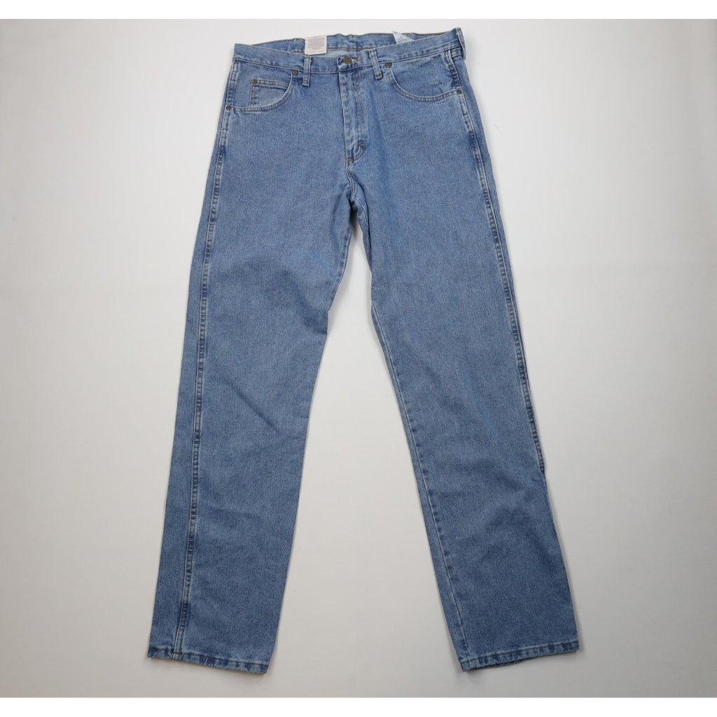 Deadstock Y2k Wrangler Mens 36x36 Relaxed Fit Western Bootcut Denim Jeans Blue